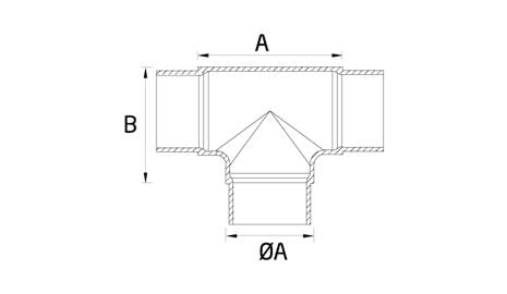 esquema medidas conector forma T para postes y pasamanos barandilla inox